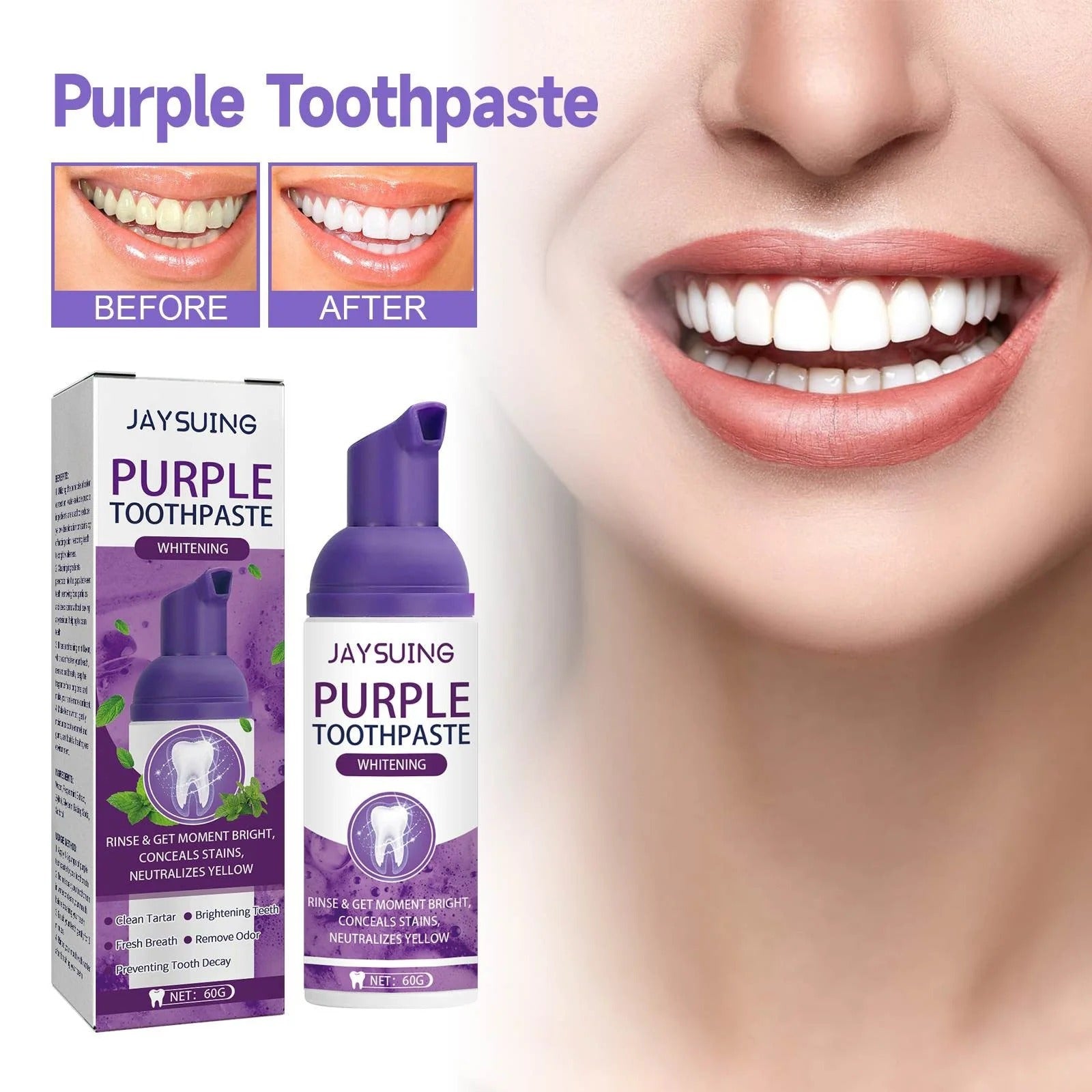Purple Teeth Whitening Toothpaste ORIGINAL FREE HOME DELIEVERY ALL OVER KSA